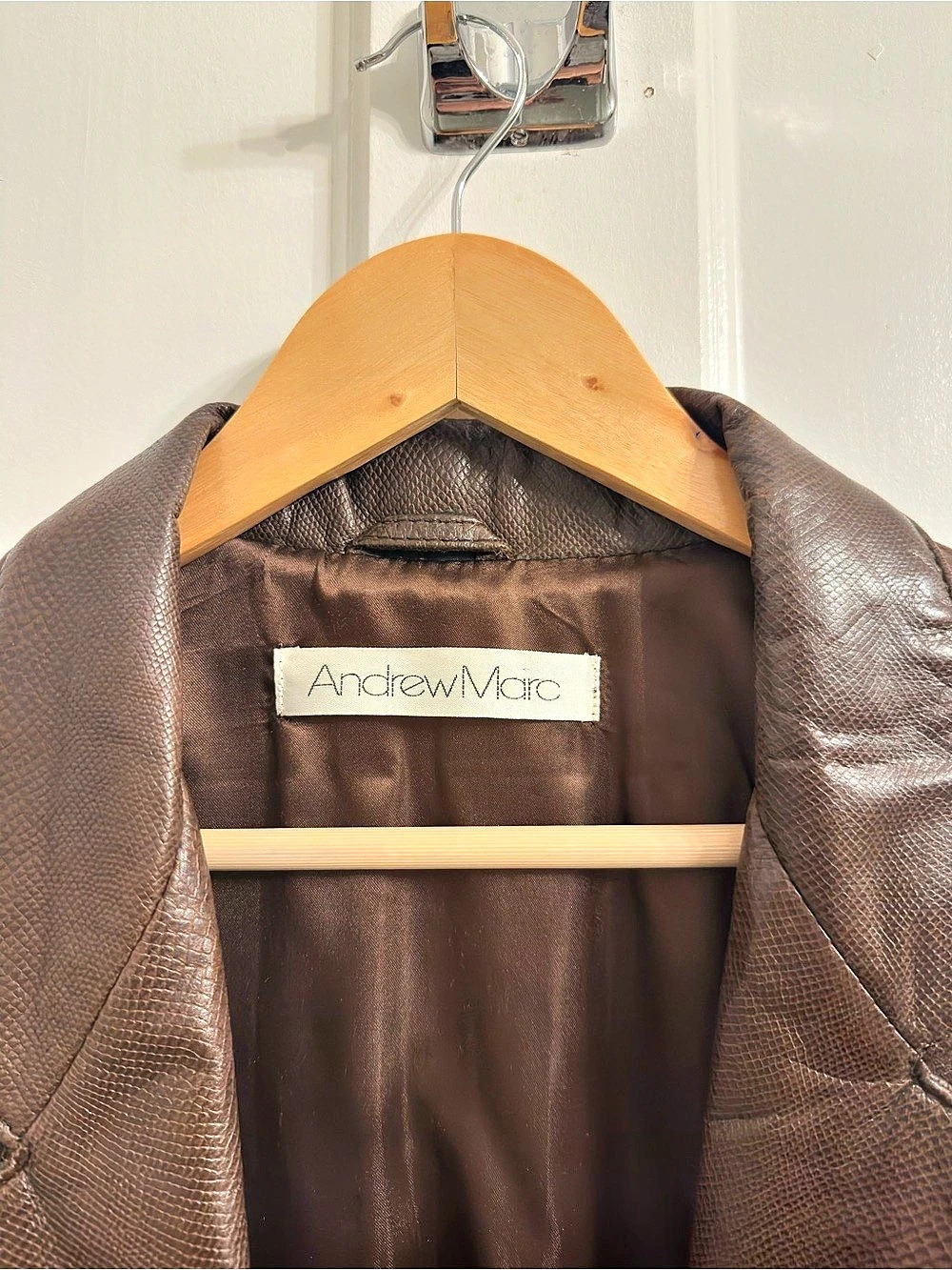 Andrew Marc Brown Leather Coat